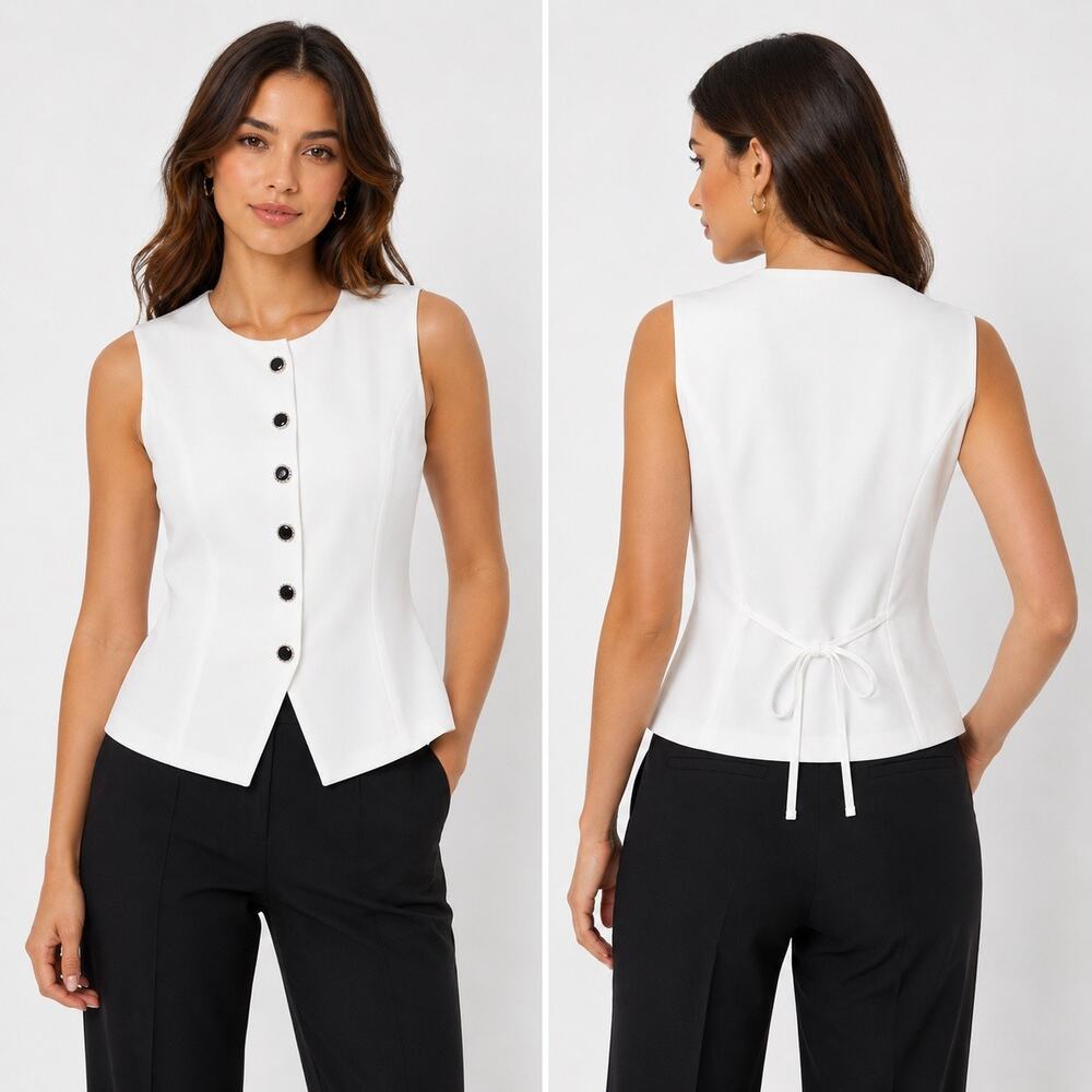 Alexia Admor Ivory Structured Sleeveless Peplum Top Size 6 NWT Chic